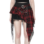 Red Plaid Punk Mini Skirt