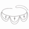 Silver Three-Layer Cross Waist Chain