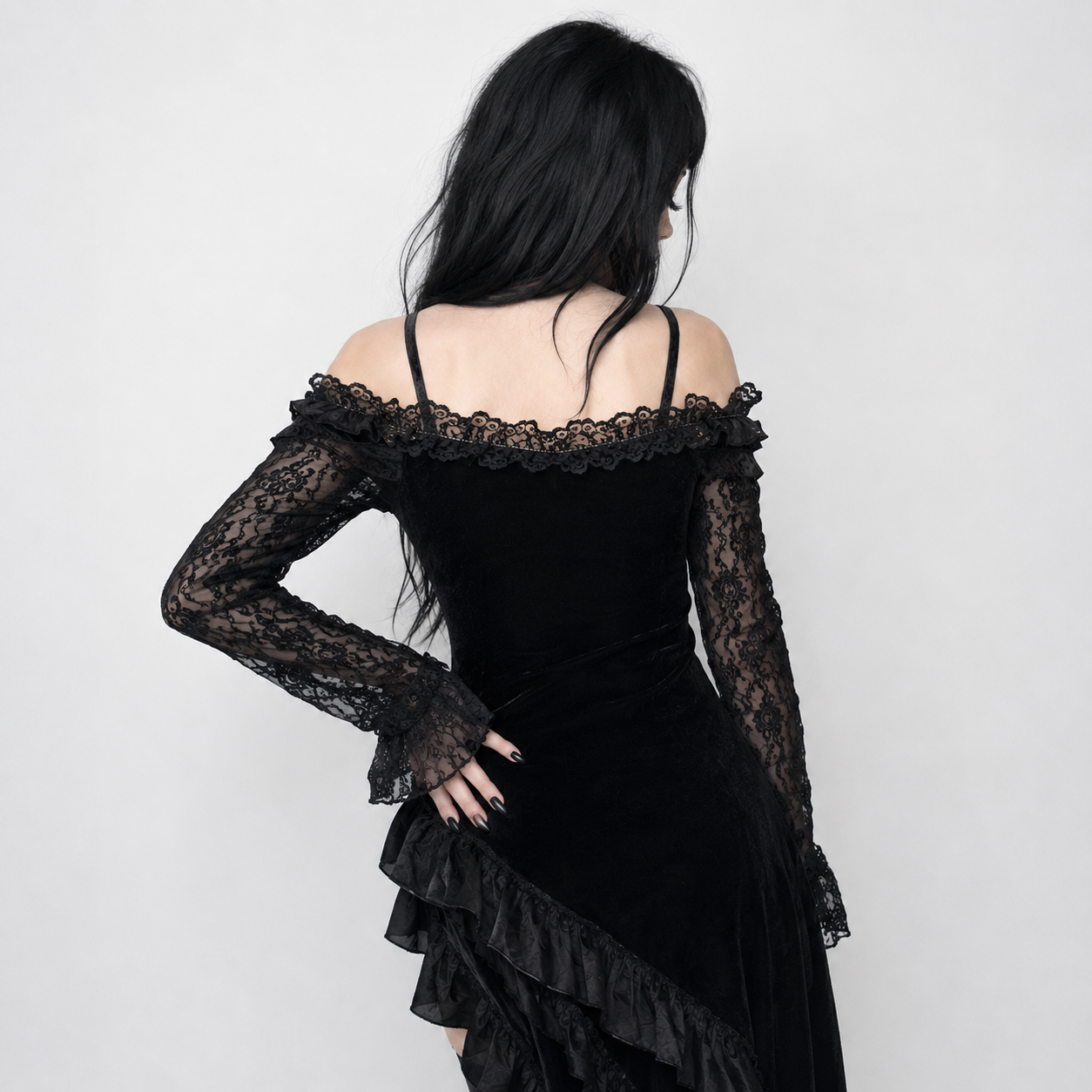 Black Gothic Lace Dress Collection — Mini, Corset & Maxi Variations