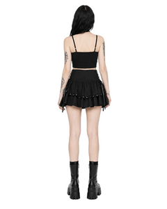 Black Punk Pleated Mini Skirt