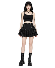 Black Punk Pleated Mini Skirt