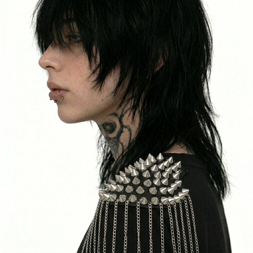Chain tassel punk shoulder epaulettes