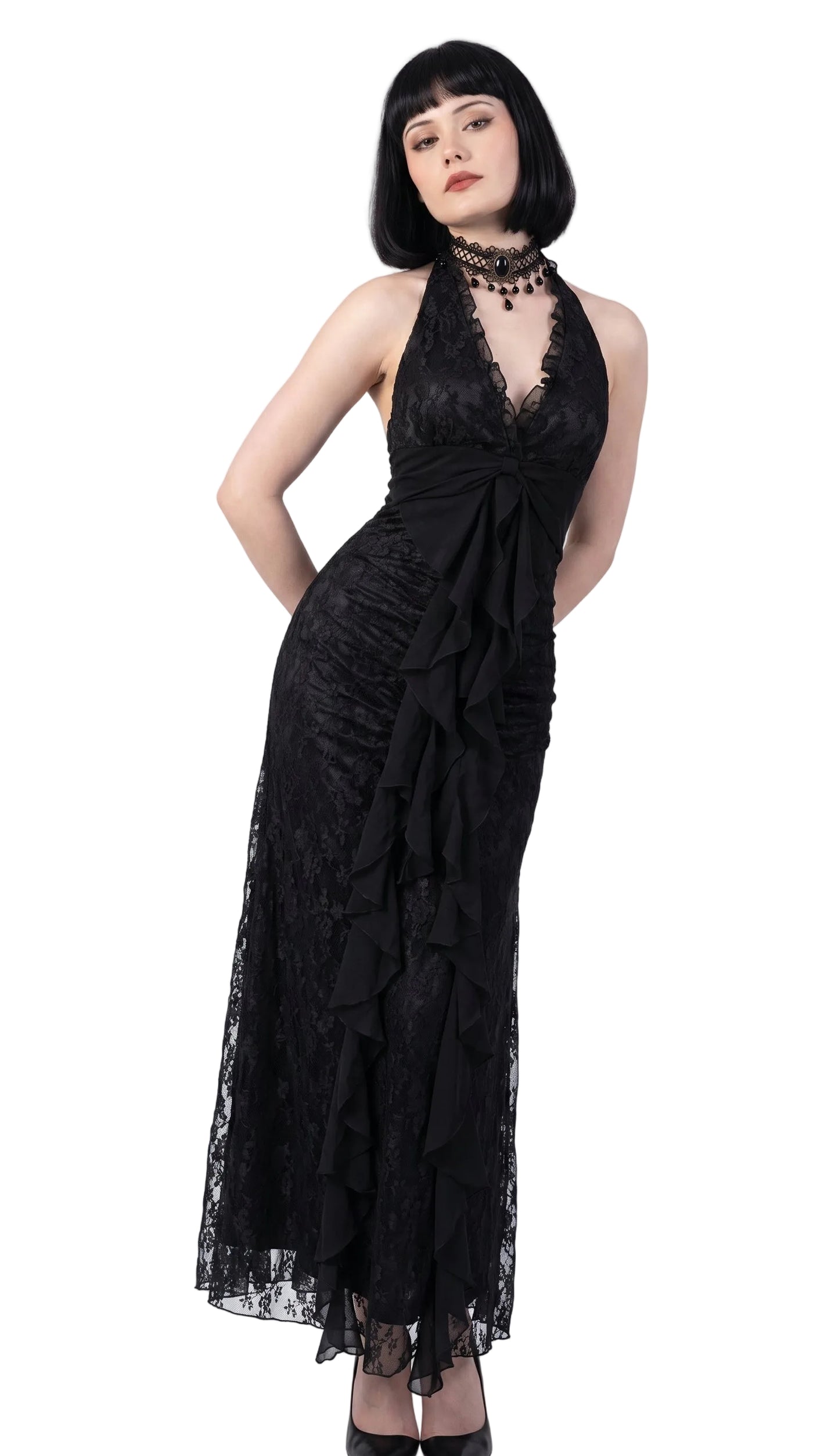 Gothic Slash Neck Sleeveless Maxi Dress — Y2K Vintage Bodycon