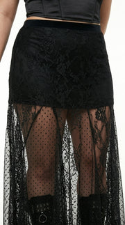 High-Waist Lace Mesh Maxi Skirt — Plus Size