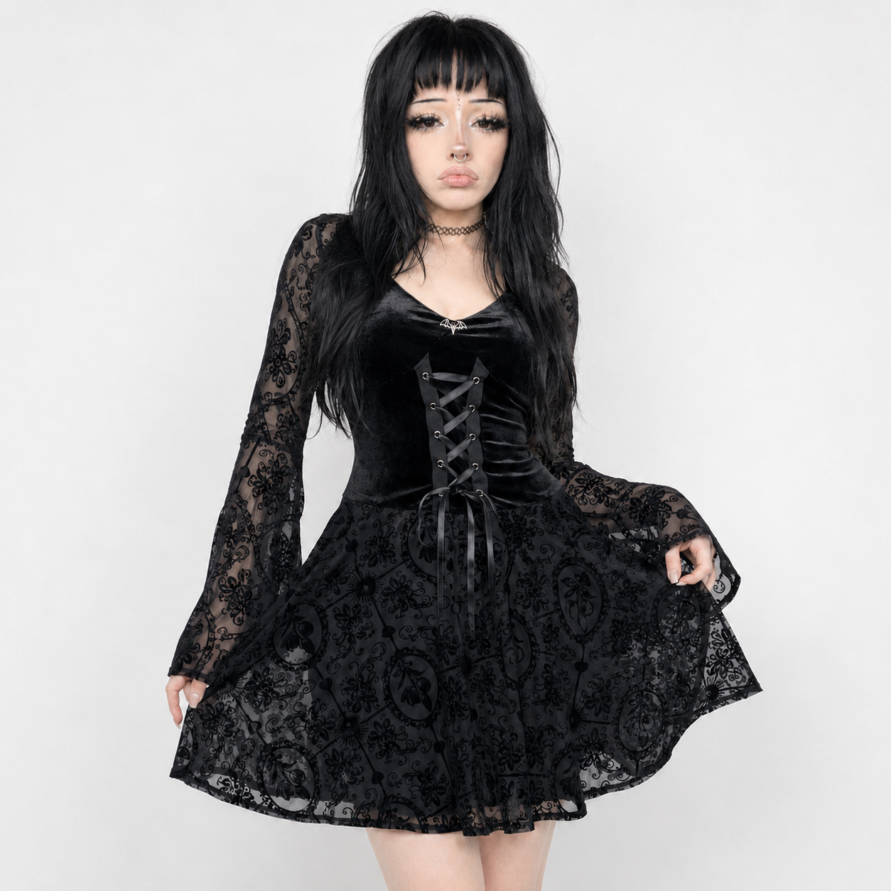 Black Gothic Lace Dress Collection — Mini, Corset & Maxi Variations