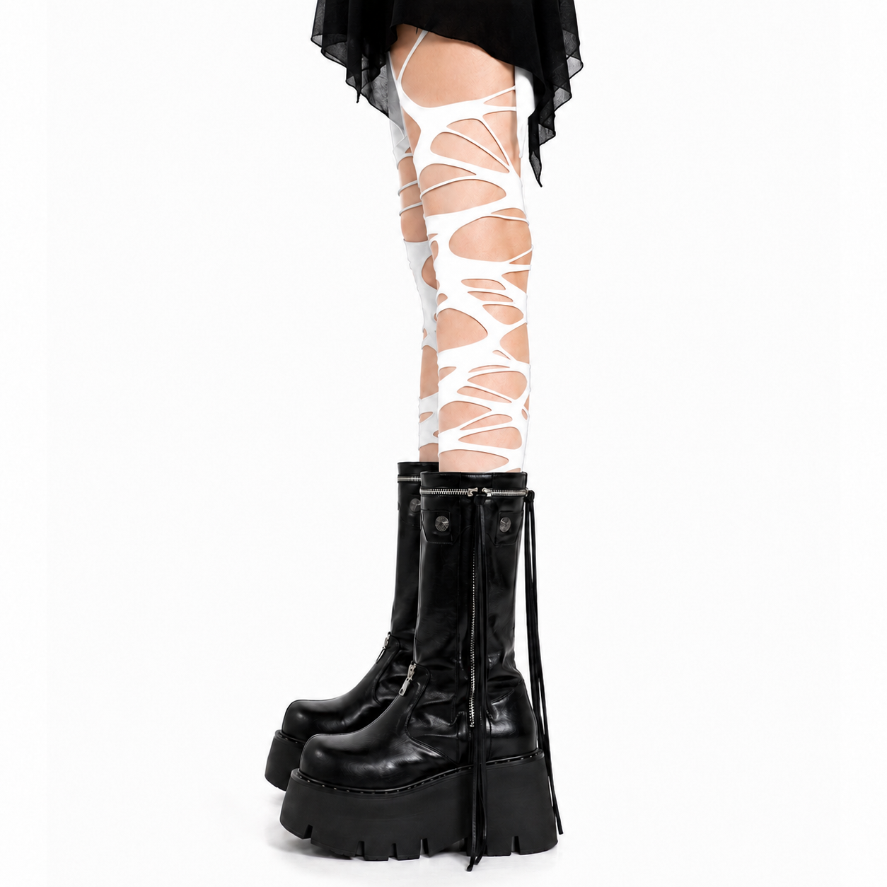 Black Ripped Mesh Tights