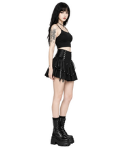 Black Punk Pleated Mini Skirt