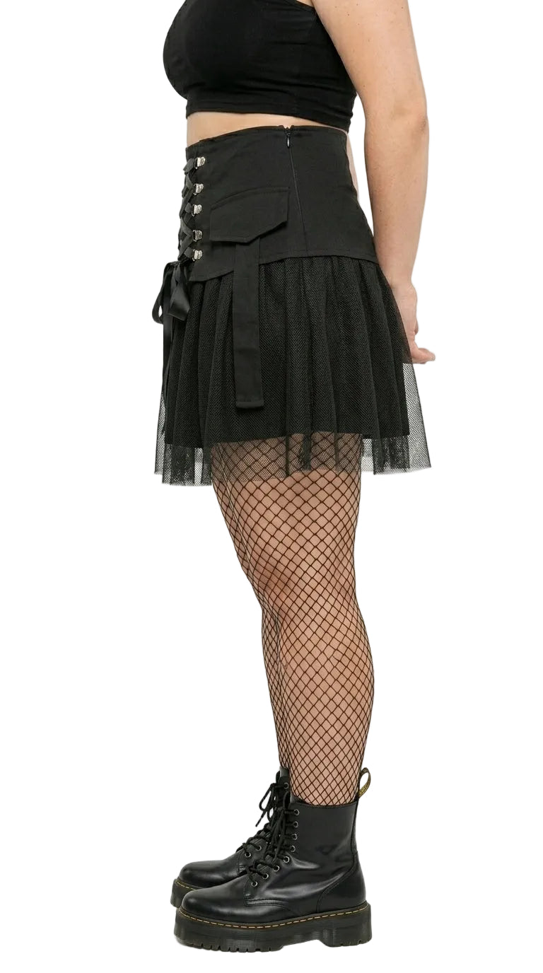Gothic Mesh Strap A-Line Skirt — Plus Size