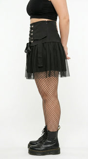 Gothic Mesh Strap A-Line Skirt — Plus Size