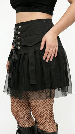 Gothic Mesh Strap A-Line Skirt — Plus Size