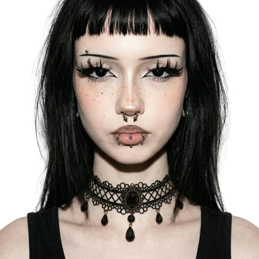 Black Crystal Lace Choker
