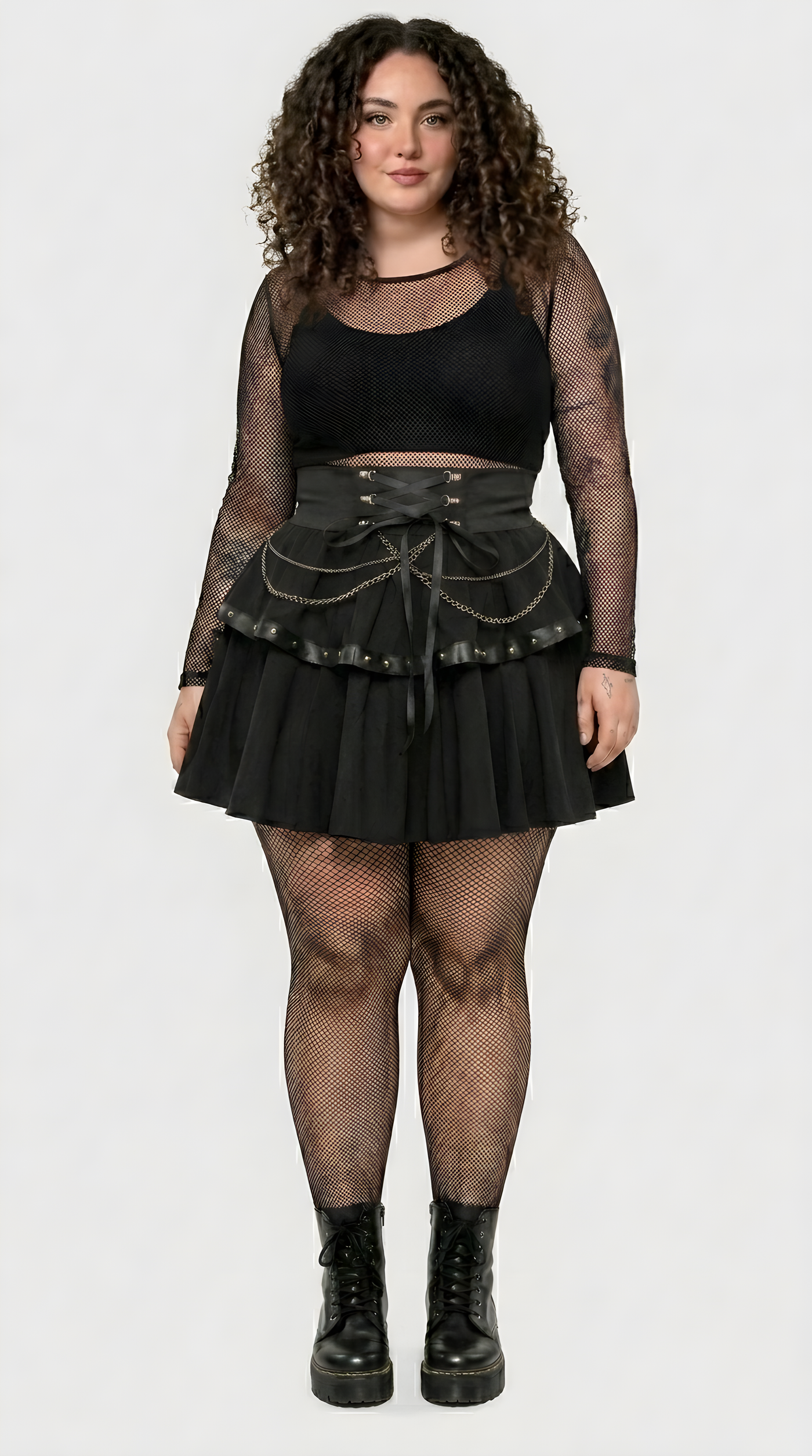 Punk Plaid A-Line Mini Skirt — Plus Size