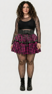Punk Plaid A-Line Mini Skirt — Plus Size
