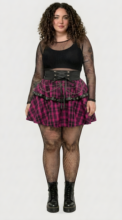 Punk Plaid A-Line Mini Skirt — Plus Size