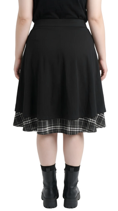Gothic Chain Lace-Up Plaid Layered Skirt — Plus Size