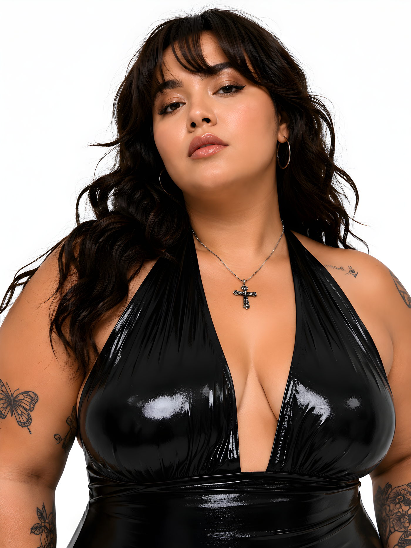 Liquid Metallic Halter Maxi Dress — Plus Size