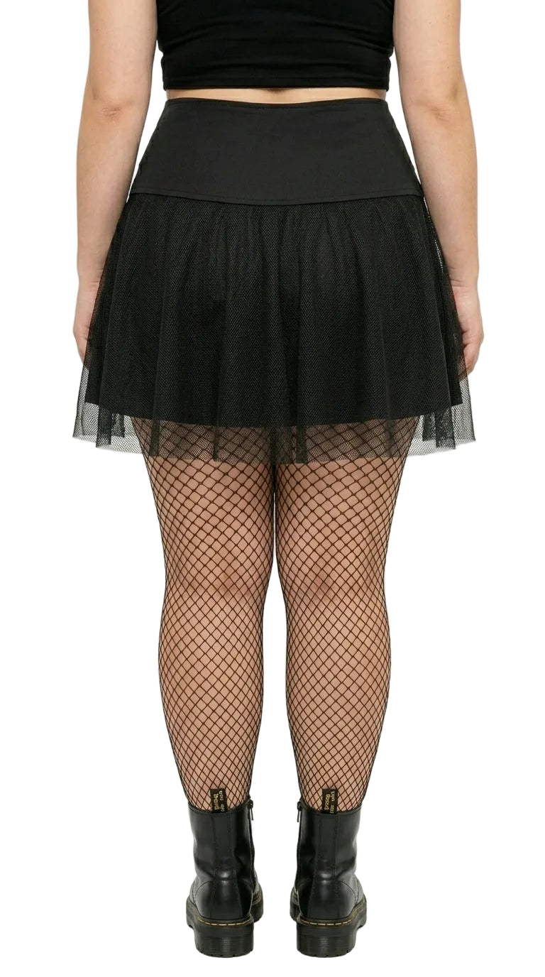 Gothic Mesh Strap A-Line Skirt — Plus Size
