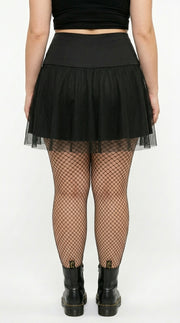 Gothic Mesh Strap A-Line Skirt — Plus Size