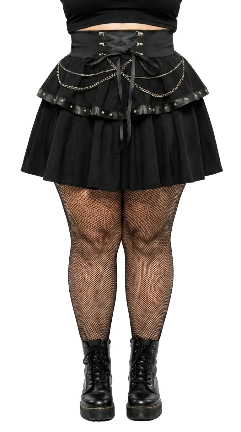 Punk Plaid A-Line Mini Skirt — Plus Size