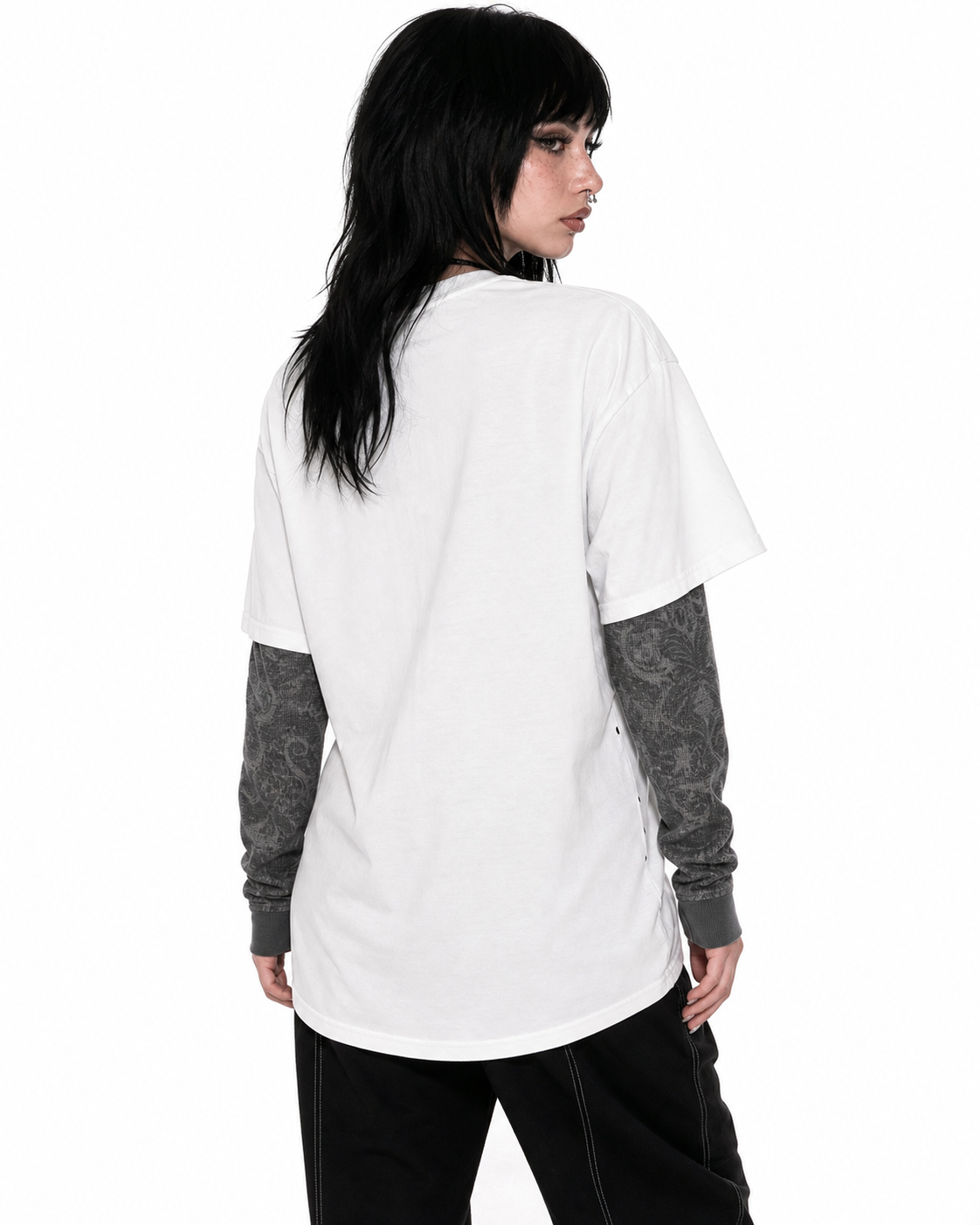 White Winged Cross Oversized Tee back view